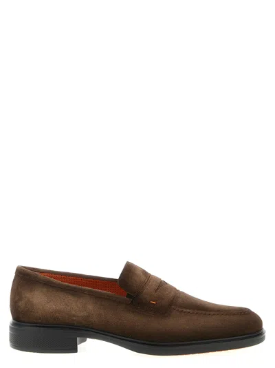 Santoni Easy Penny Loafer In Brown