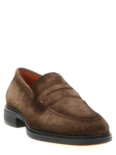 Santoni Easy Penny Loafer In Brown