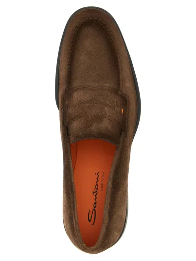 Santoni Easy Penny Loafer In Brown