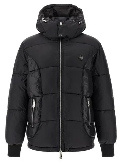 Philipp Plein Logo Patch Down Jacket In Black