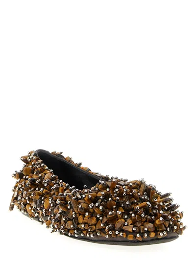 Dries Van Noten Decorative Round Toe Ballet Flats In Brown