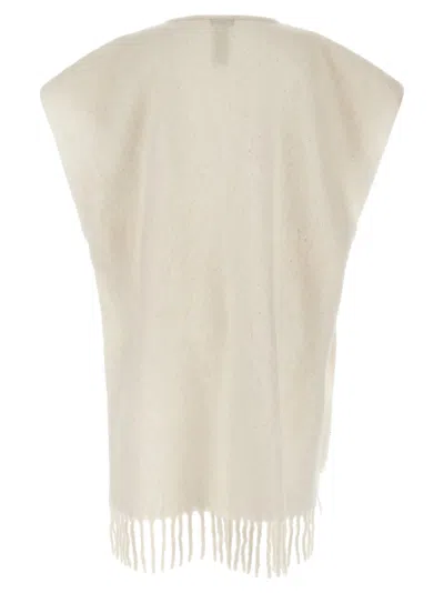 Peserico Sequin-embellished Fringed Cape In Brown