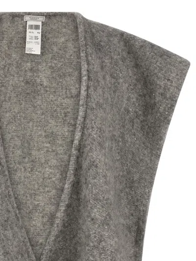 Peserico Grey Boucle Yarn Cape In Gray