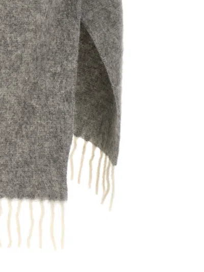 Peserico Grey Boucle Yarn Cape In Gray