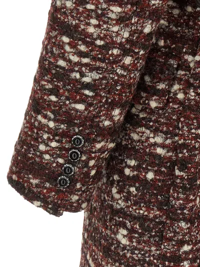 Rabanne Textured Wool Coat Belted Waist In Brown