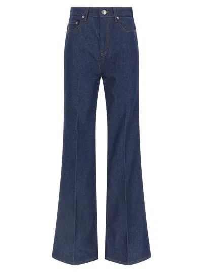Ami Alexandre Mattiussi Wide Leg Denim Trousers Featuring Pockets In Blue