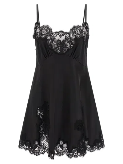 Dolce & Gabbana Lace And Satin Evening Dress In Black