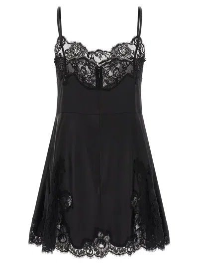 Dolce & Gabbana Lace And Satin Evening Dress In Black