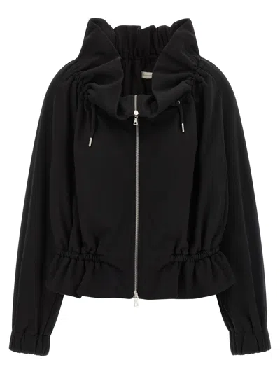 Dries Van Noten Drawstring Collar Sweatshirt With Elasticated Cuffs And Hem In Black