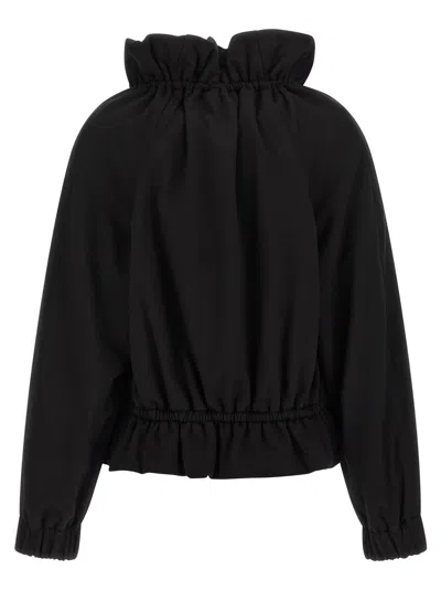 Dries Van Noten Drawstring Collar Sweatshirt With Elasticated Cuffs And Hem In Black