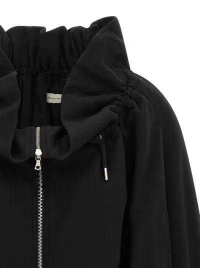 Dries Van Noten Drawstring Collar Sweatshirt With Elasticated Cuffs And Hem In Black