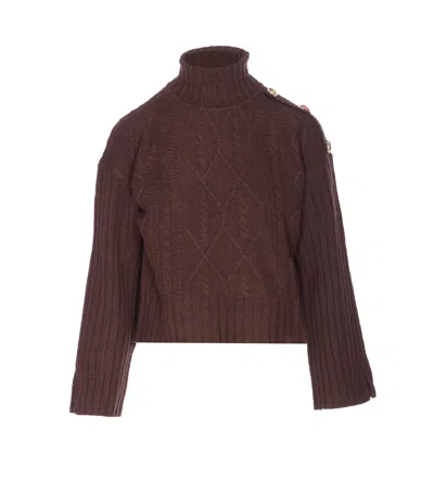 Liu •jo Crystal-application Sweater In Brown