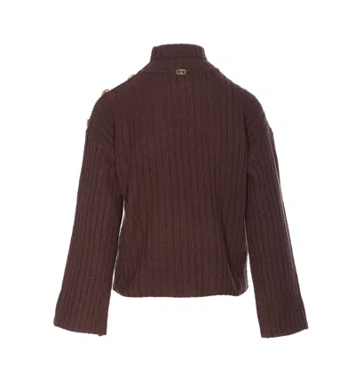 Liu •jo Crystal-application Sweater In Brown