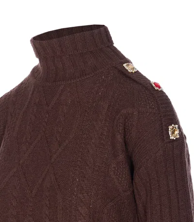Liu •jo Crystal-application Sweater In Brown