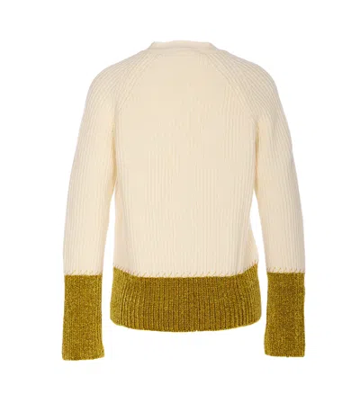 Marni Long Sleeve V-neck Knitted Cardigan In White
