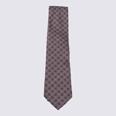 Zegna Geometric Pattern Ties Standard Width Design In Pink