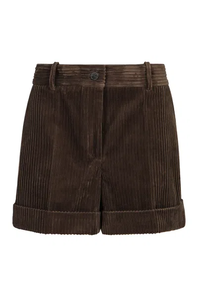 P.a.r.o.s.h Parosh Corduroy Shorts In Brown
