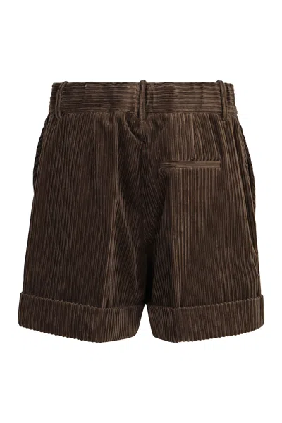 P.a.r.o.s.h Parosh Corduroy Shorts In Brown