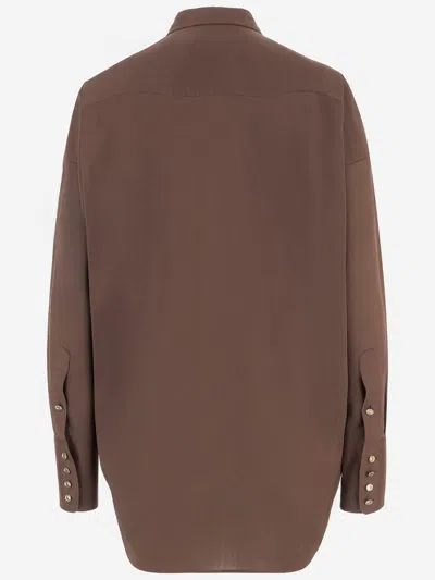 Darkpark Oversized Shirt In Stretch Cotton Blend In Brown