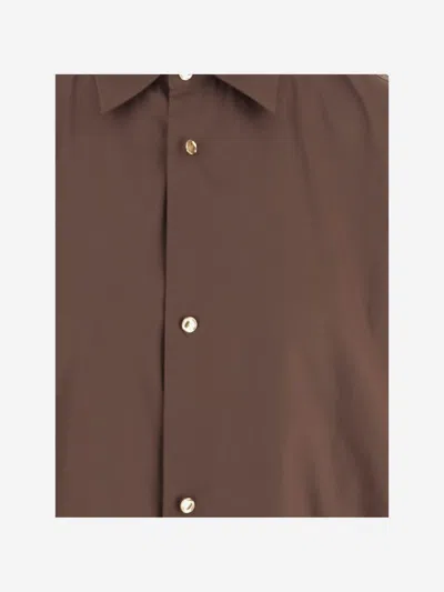 Darkpark Oversized Shirt In Stretch Cotton Blend In Brown