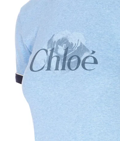 Chloé Chloè Logo Cotton T Shirt In Blue