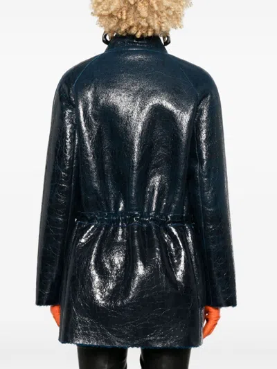 Fendi High-neck Leather Jacket In Black