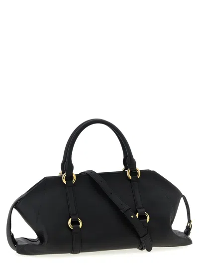 Alexander Mcqueen Borsa A Mano Farringdon Media In Pelle Nera Donna In Black