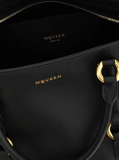 Alexander Mcqueen Borsa A Mano Farringdon Media In Pelle Nera Donna In Black
