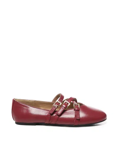 Michael Michael Kors Buckled-straps Ballet Flats In Purple