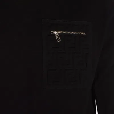 Fendi Regular Fit Wool Blend Pullover With Pockets In Black