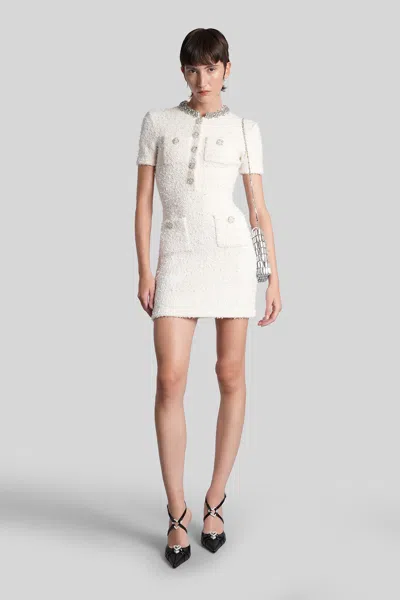 Self-portrait Embellished Button-detailed Mini Dress In Neutral