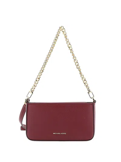 Michael Kors Bryant Bordeaux Crossbody Bag With Adjustable Shoulder Strap And Logo Lettering On The Front In Grai In Red