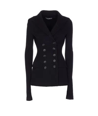 Dolce & Gabbana Tailored Wool Double-breasted Jacket In Black