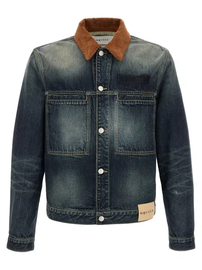 Alexander Mcqueen Denim Jacke In Blue
