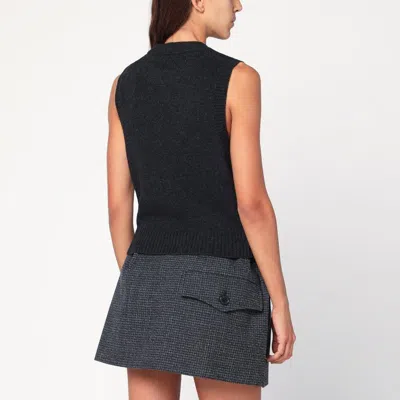 Ganni Flowers Grey Vest In Black