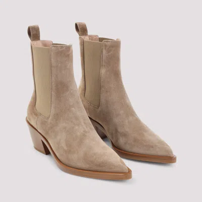 Gianvito Rossi Suede Leather Ankle Boots In Brown