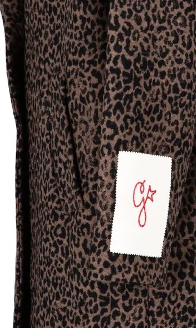 Golden Goose Single-breasted Cocoon Wool Coat With Jacquard Motif In Animal Print