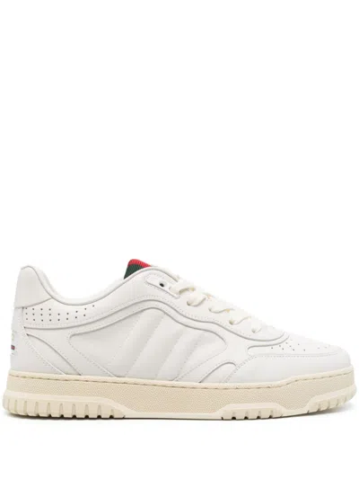 Gucci Men Re-web Leather Sneakers In White