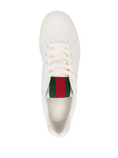 Gucci Men Re-web Leather Sneakers In White