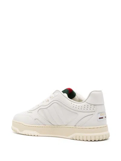 Gucci Men Re-web Leather Sneakers In White
