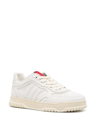Gucci Men Re-web Leather Sneakers In White