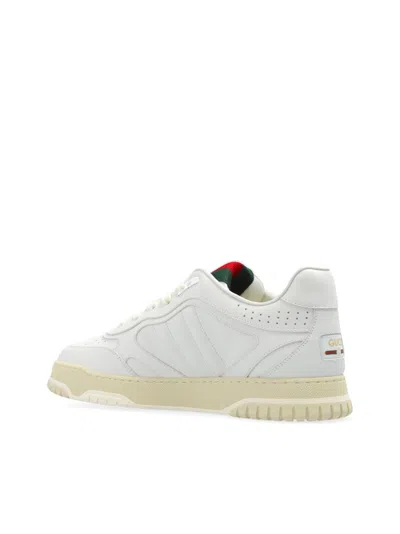 Gucci Men Re-web Leather Sneakers In White