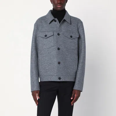 Harris Wharf London Wool Jacket With Chest Pockets And Collar In Gray