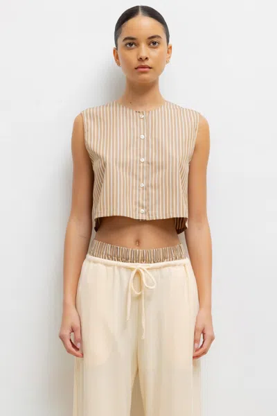 Leset Yoshi Crewneck Vest In Brown