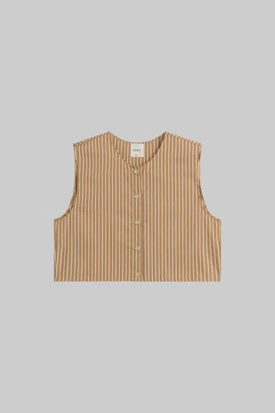 Leset Yoshi Crewneck Vest In Brown