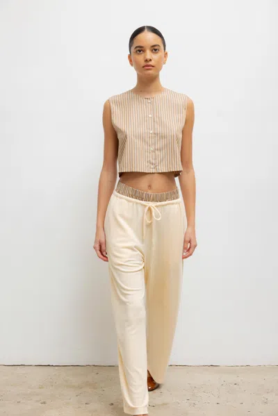 Leset Yoshi Crewneck Vest In Brown