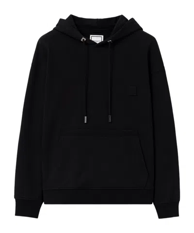 Wooyoungmi Black Hoodie With Drawstring Hood And Floral Motif On The Rear In Cotton Man In Black