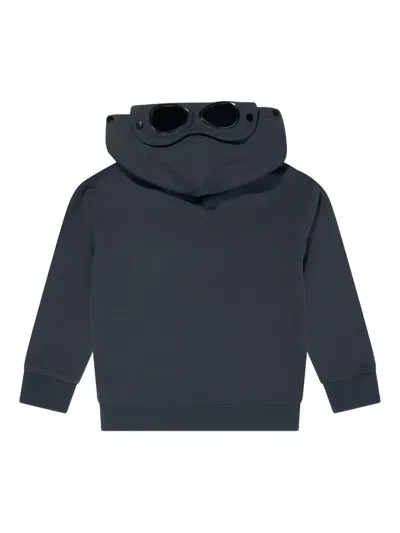 C.p. Company Boys Goggle Hooded Zip Up Top In Blue