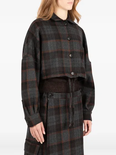 Société Anonyme Checked Wool Jacket In Gray