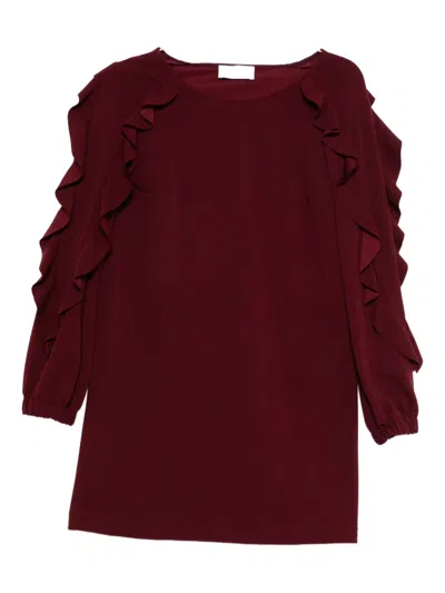 So Allure Ruffled Dress In Burgundy